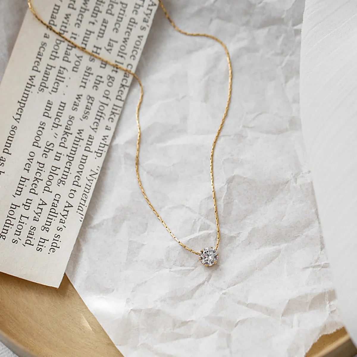 Gold Plated Stainless Steel Dainty Minimalist Zircon Charm Anti Tarnish Chain