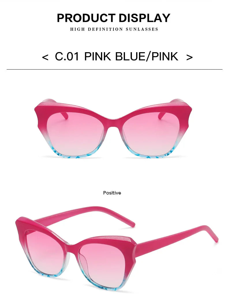 Cat Eye Vintage Sunglasses Women Brand Designer Fashion Gradient Sun Glasses Female Retro Mirror Outdoors Shades Oculos De Sol