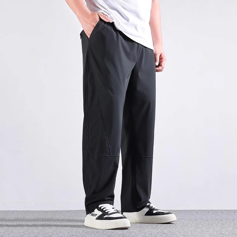 Men High Elastic Sweatpants Gym Joggers Large Size Trousers Pants