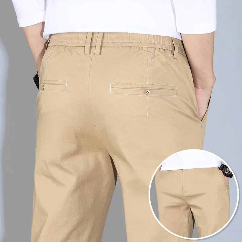 Men Soft Comfortable Khaki Ultra-thin Ice Silk Pants