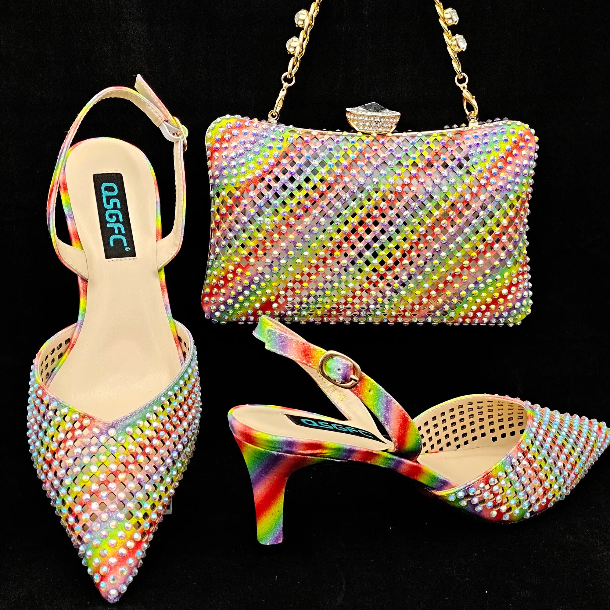 Bag And Comfortable Mid-heel Hollow Pointed Shoes Are Suitable For parties