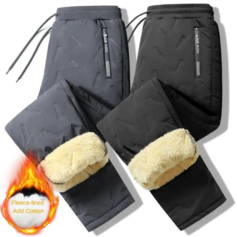 Men Plush Thick Fleece Sweatpants Lambswool Thermal Trousers
