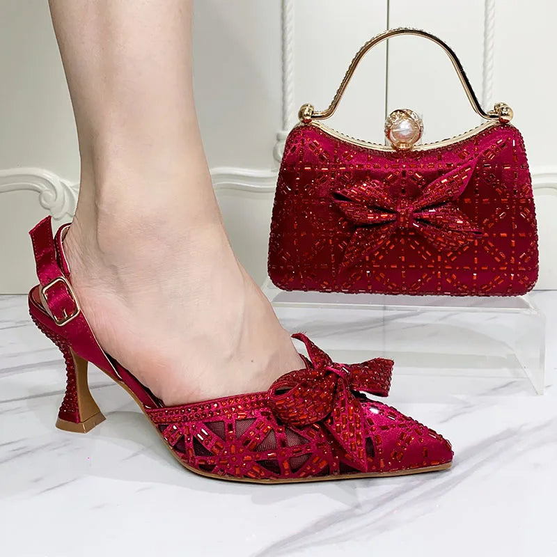 Ladies Shoe and Bag Set Latest Designers Luxury Italian Party Shoes and Bag Set