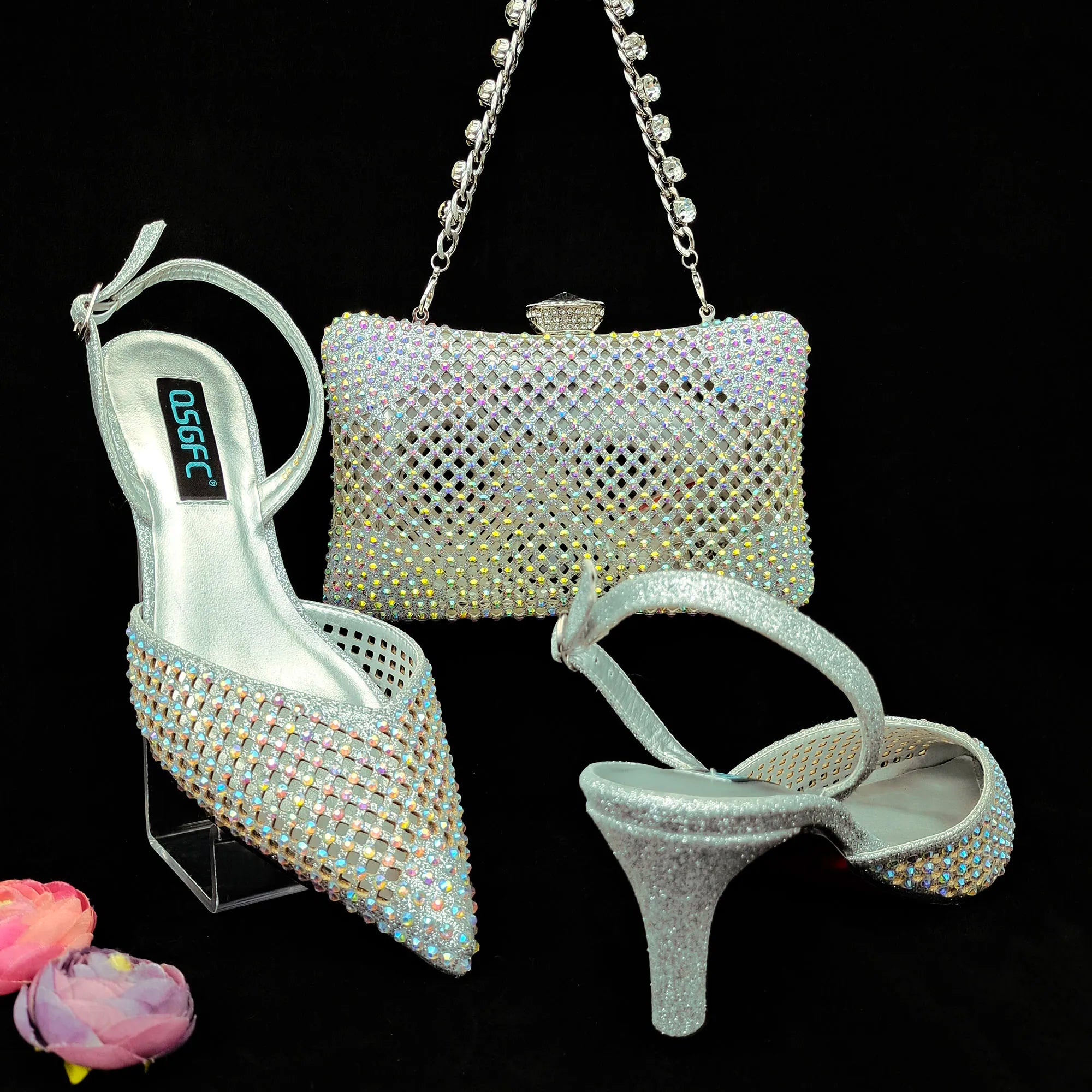 Bag And Comfortable Mid-heel Hollow Pointed Shoes Are Suitable For parties