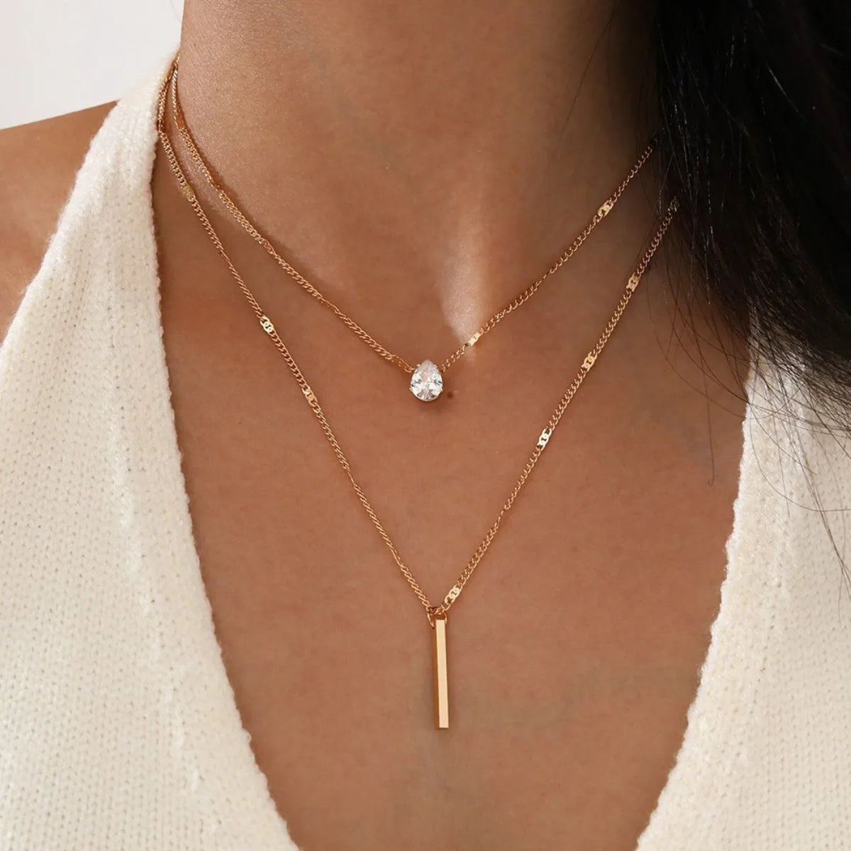 Star Heart Shape Water Drop Pendant Chain Necklace