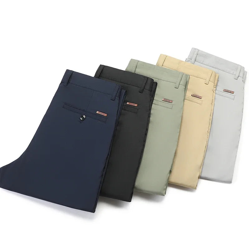 Bamboo Fiber Luxury Straight Pants Men Formal Suit Trouser