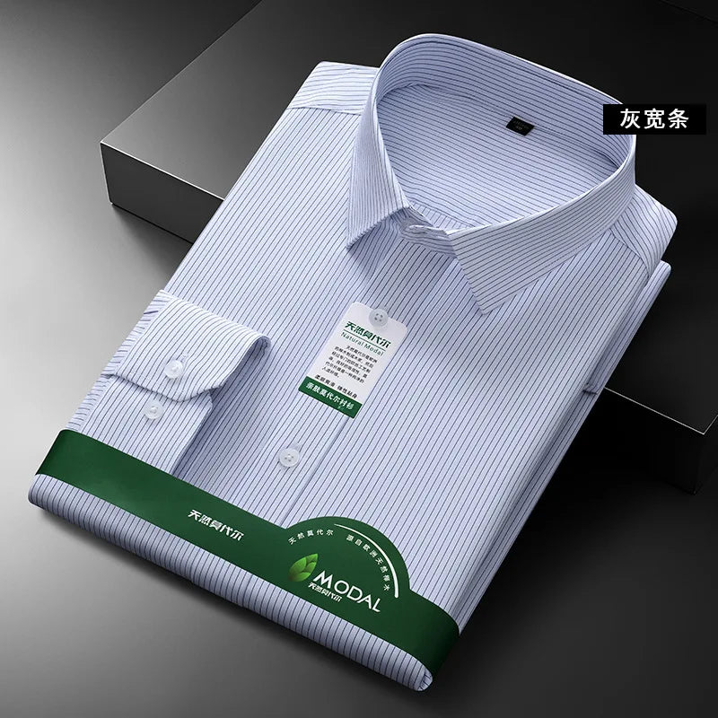 New Quality Anti-Wrinkle Men Shirt Long Sleeves Dress Shirts For Men Slim Fit Camisa Social Business White Office Shirt 4XL 5XL