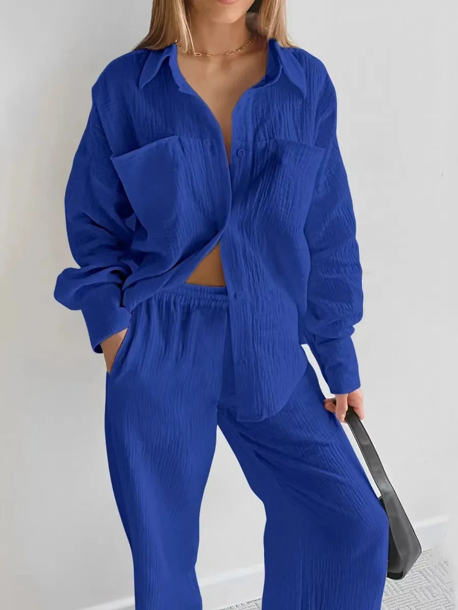 Pant Set with Pockets Long Sleeves for Women