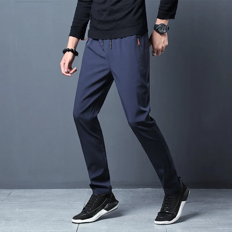 \Men Running Pants With Zipper Pockets Training Joggings Sports Trousers