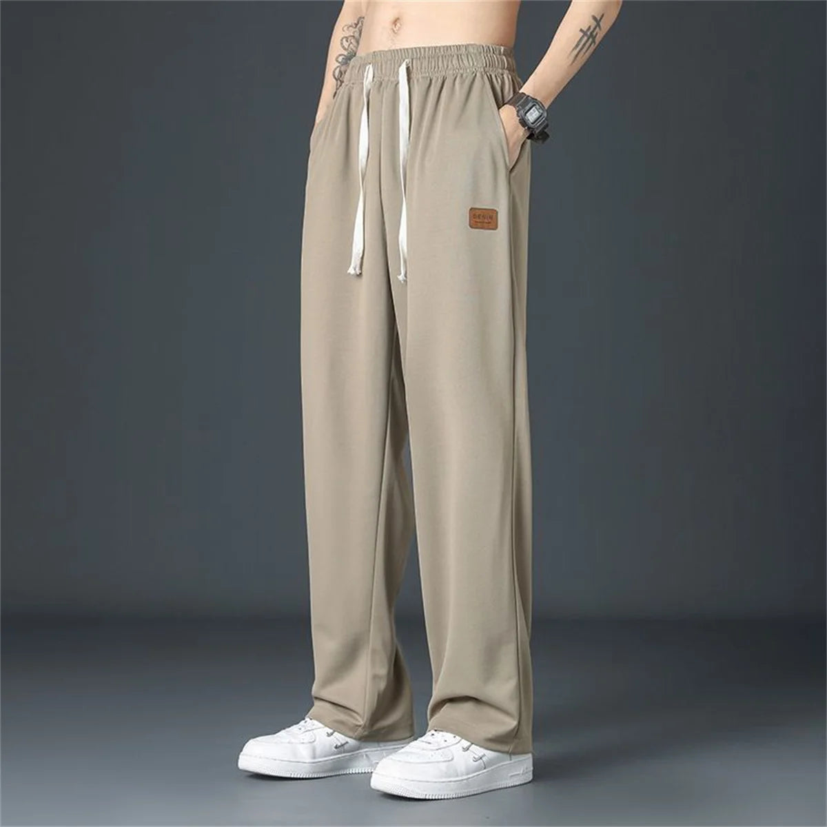 Black Straight Pants for Men's Wide Leg Pants