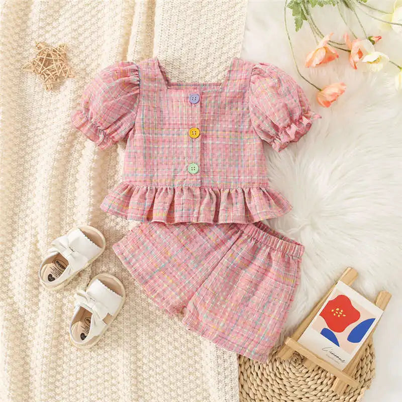 Baby Girl Bubble Sleeve Top And Shorts