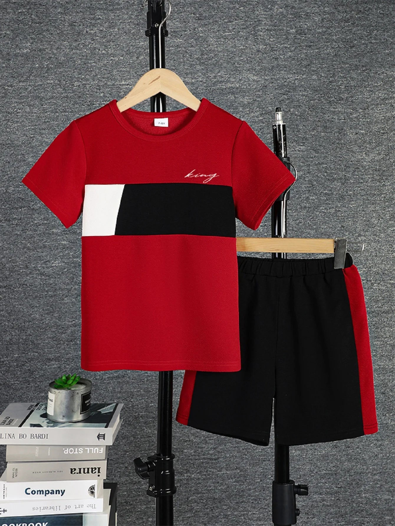 Boys Casual Colorblock Short Sleeve T-shirt+Shorts