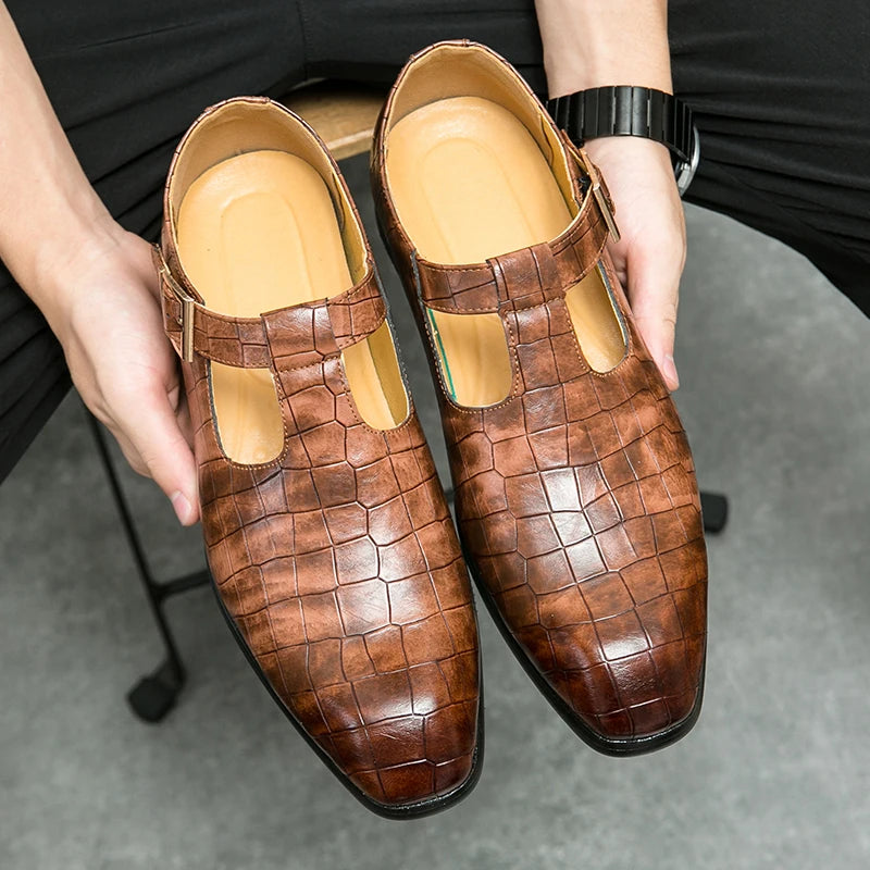 Men's Dress Loafers Handmade PU Leather Shoes