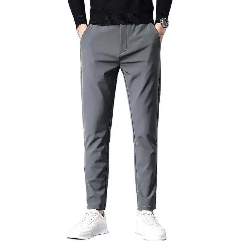 Summer New Stretch Soft Suit Pants Men Thin Fashion Business Elastic Waist Korean Slim Brand Clothes Casual Formal Trousers Male