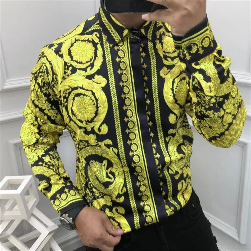 2024 Fashion Men's Luxury Shirts Image Print Men's Long Sleeve Lapel Shirts Casual Party Street Hawaiian Shirts Plus Size S-5XL