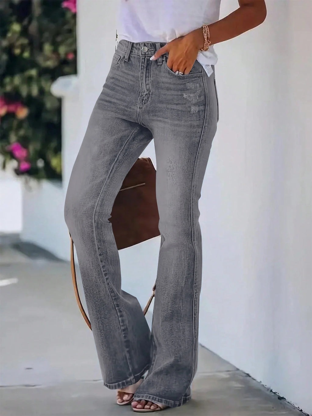 Women's horn jeans high waist Denim pants