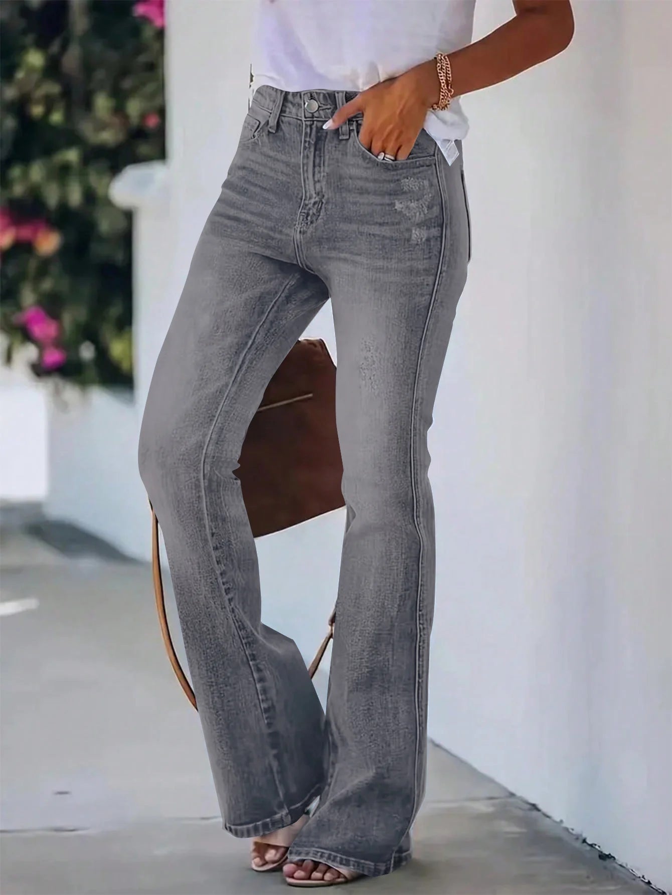 Women's horn jeans high waist Denim pants