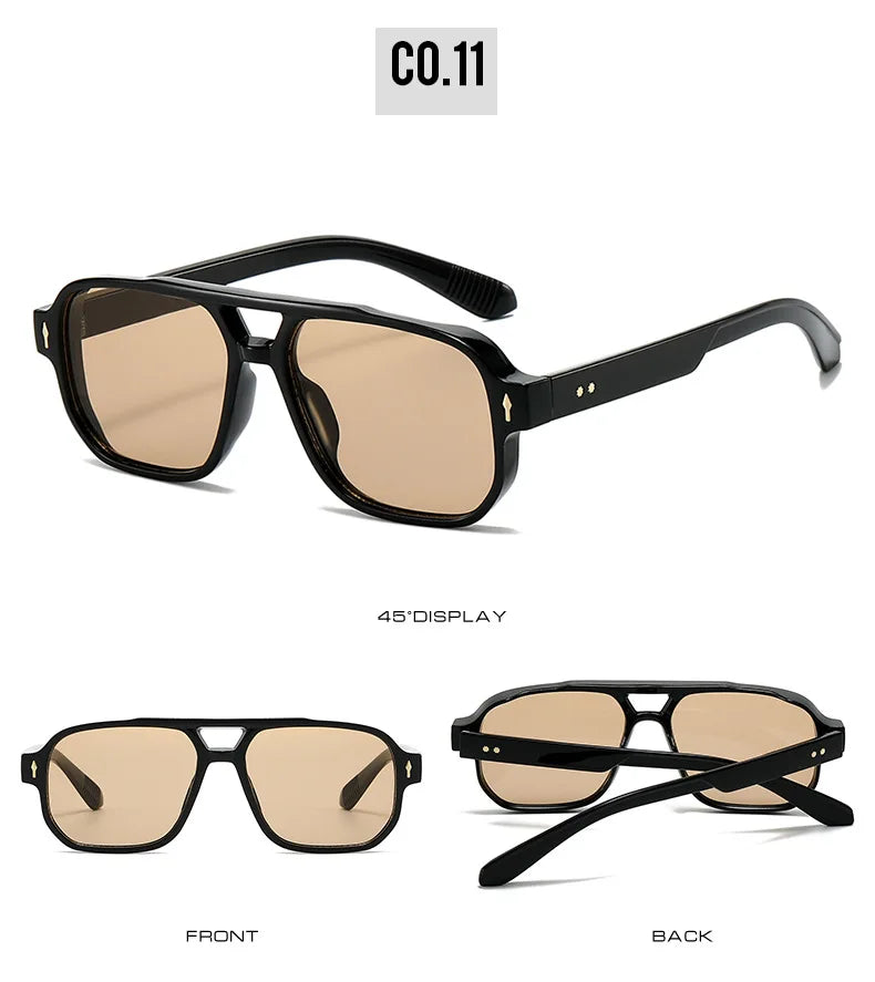 Fashion Square Sunglasses Women Men Driving Rivets Arrow Decoration Casual Travel Suitable for All Sun Glasses Uv400
