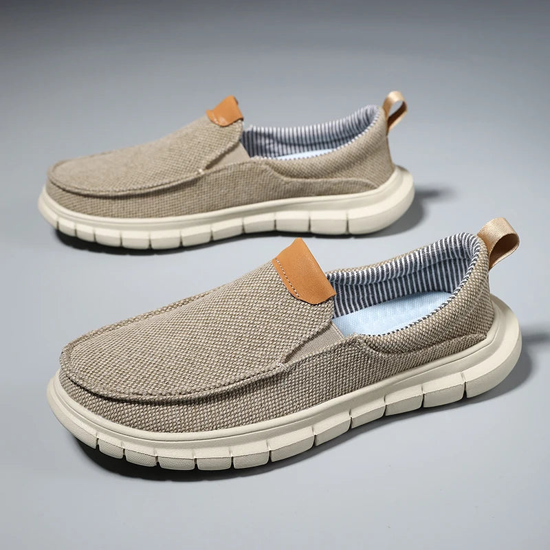 British Style Men Canvas Outdoor Casual Loafers Fashion Slip on Soft Flats Simple Comfy Handmade Driving Boat Shoe Designer Shoe
