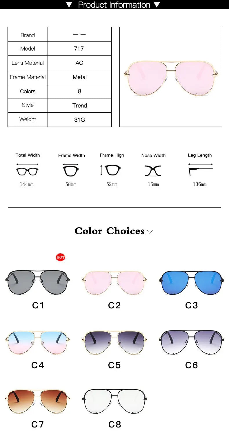 European And American Retro Style Double Beam Toad Mirror Men and Women Metal Sunglasses