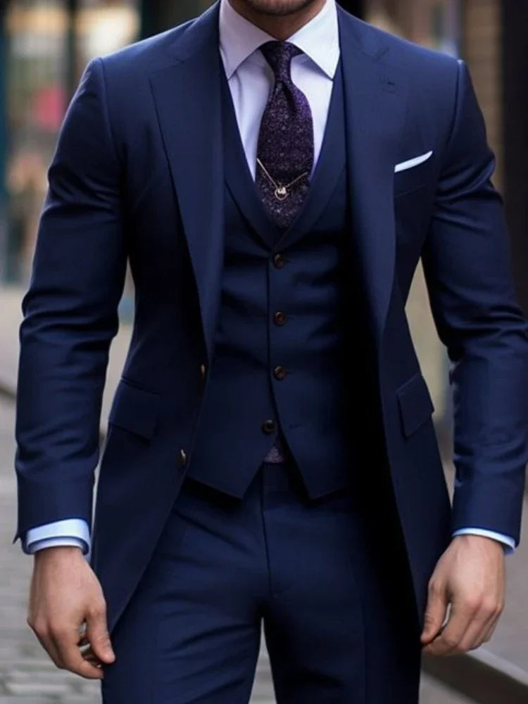 3 Pieces Casual Male Suits