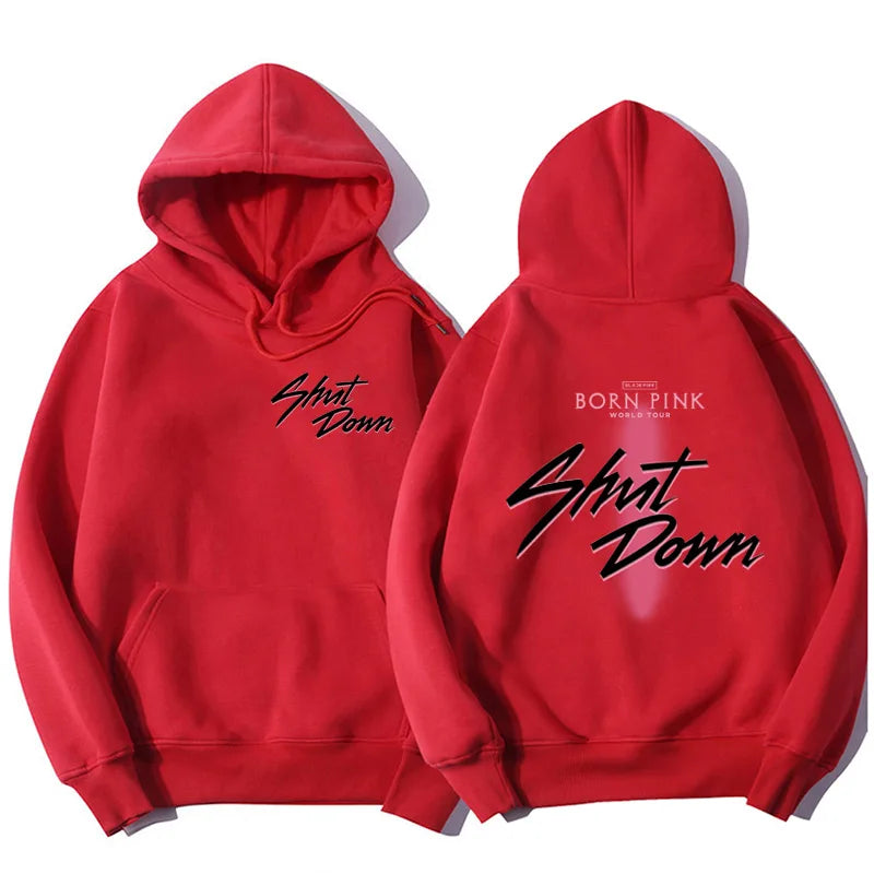 Shut Down Kpop Hoodie Student Funny Jisoo Lisa Rose Jennie Loog Sleeve Men Women Winter Warm Fashion Trend Gift Sweatshirts