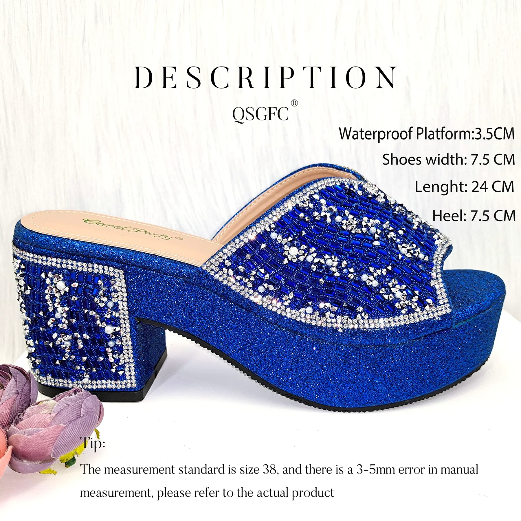 Blue High Heels Elegant Women's Sandals Casual Party Sexy Slippers