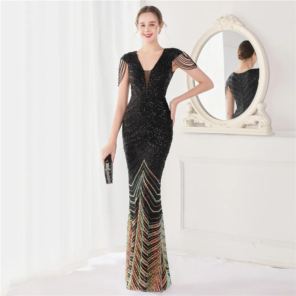 Elegant V Neck Mermaid Evening Dress Formal Dress