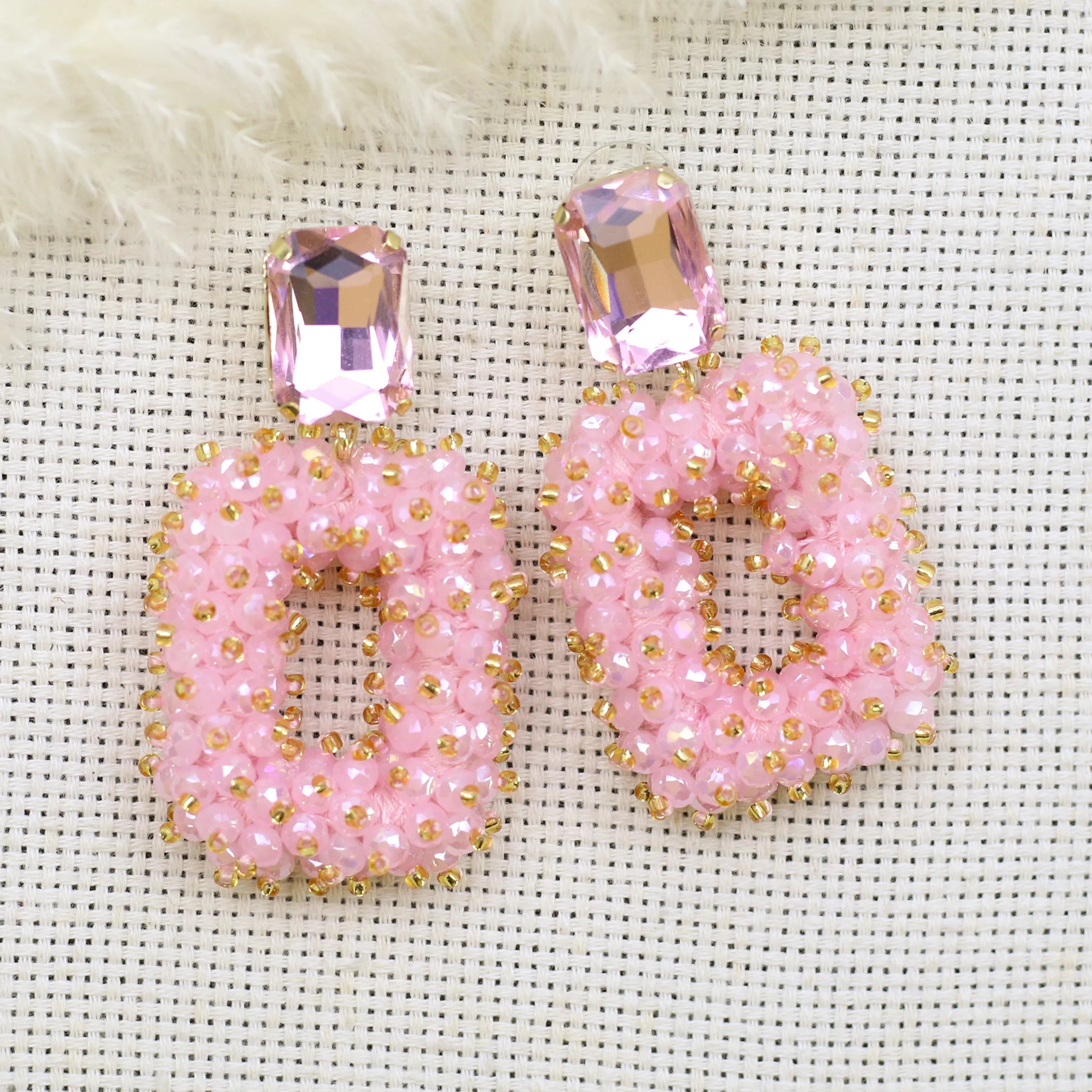 Square Crystal Drop Earrings for Women
