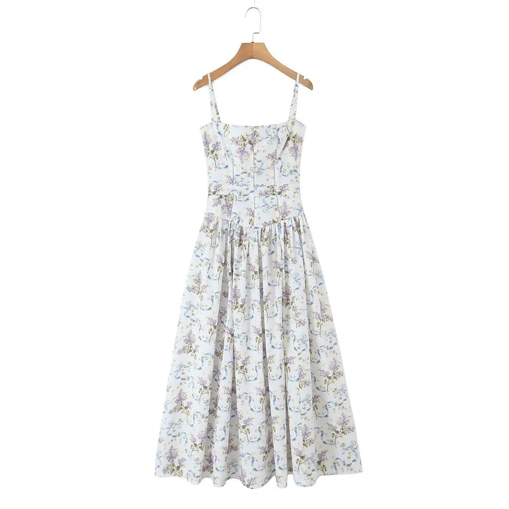 Summer Spring Floral Printed Women's Dress Elegant Retro Boho Party Dresses Elegant Vinatge A-line Maxi Vestidos 2025 New In