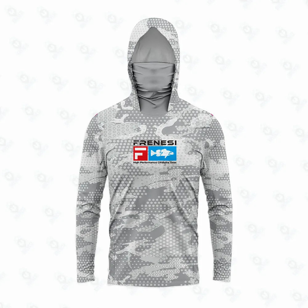 Fishing Shirts Men Sun Protection Hoodie Mask All-in-one Fishing Clothing Ropa Pesca Hunting Camping Angling T-shirt Upf 50+