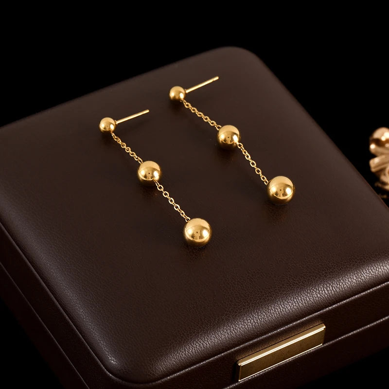 Stainless Steel Luxury White Zirconia Drop Earrings For Women