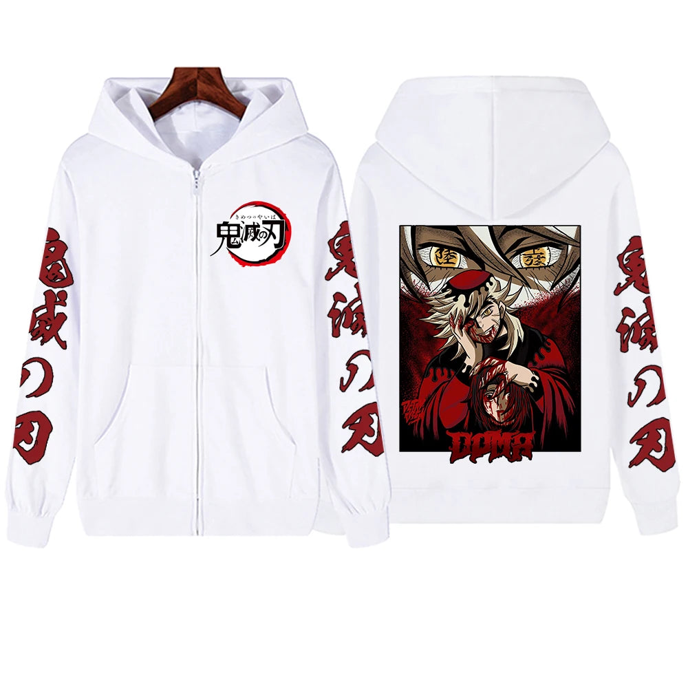 Douma Demon Slayer Anime Graphic Zip Up Hoodies