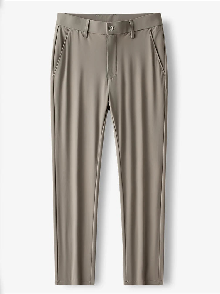 2022 New Summer Men Long Pants Breathable Stretched Spandex Nylon Slim Thin Chinos Male Business Formal Straight Suit Trousers