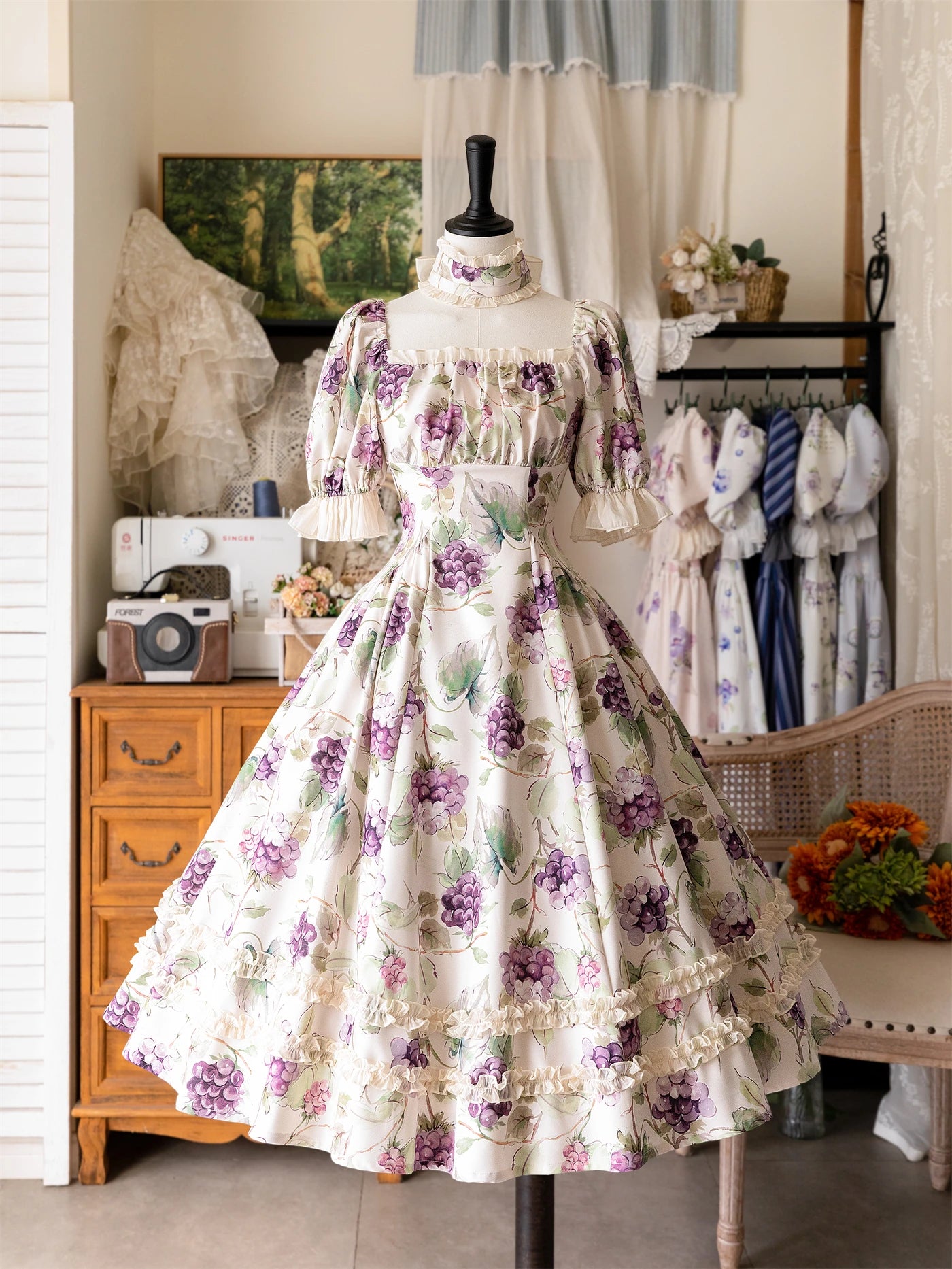 Classical Elegant Kawaii Dress Lolita Short Sleeved Slim Fit Long Vestidos