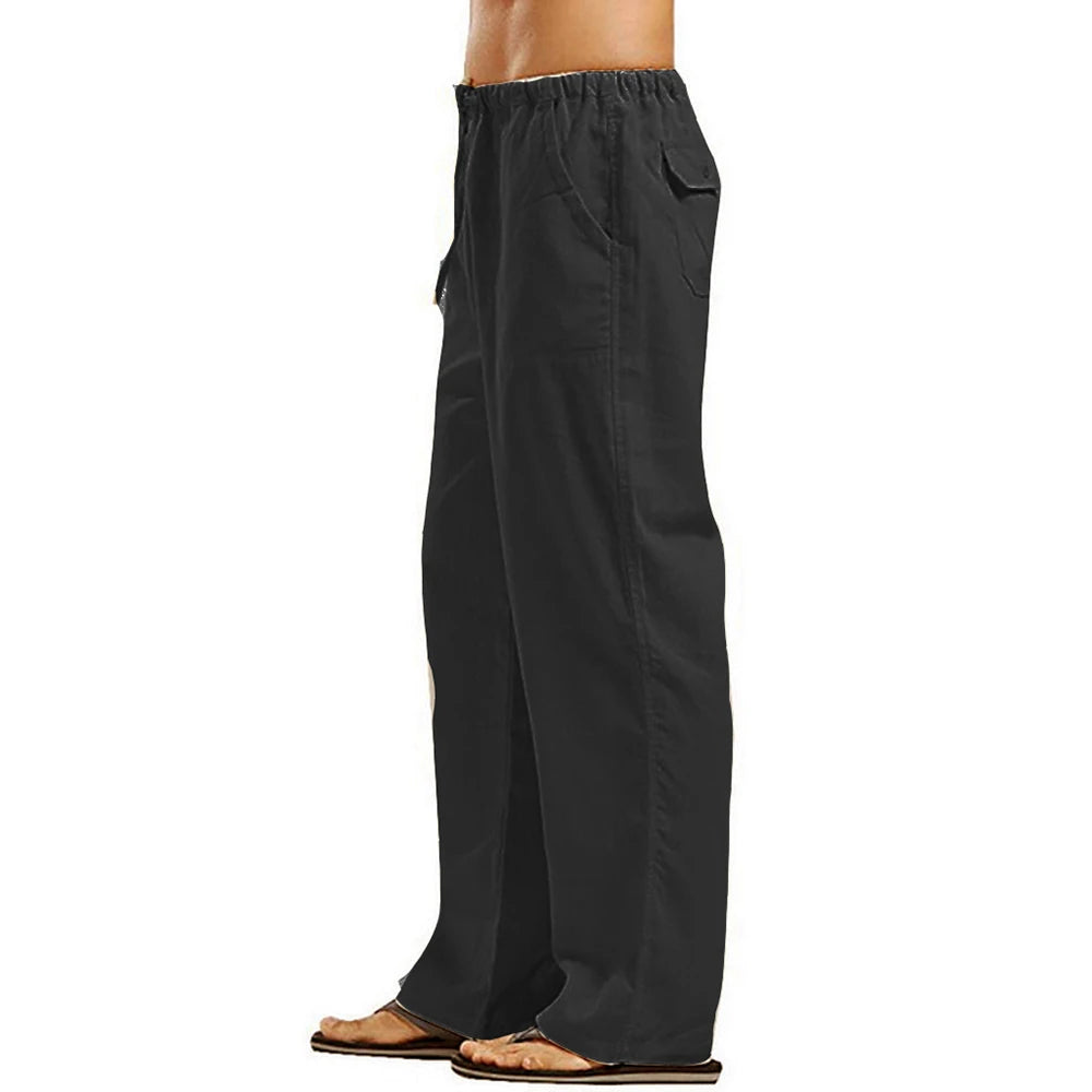 Men's Cotton Linen Pants Loose Cool Casual Long Pants