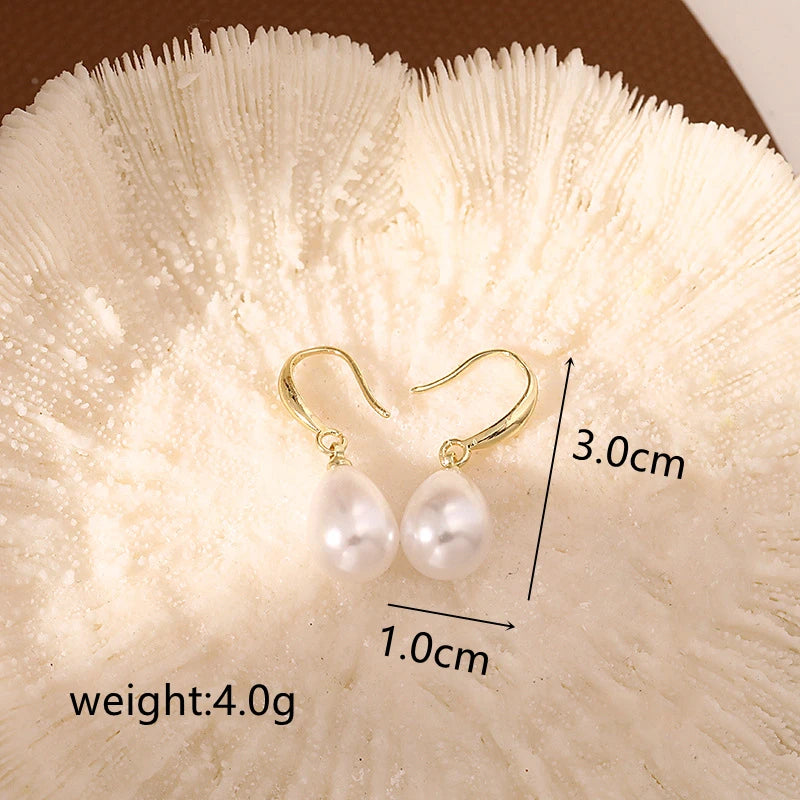Water Drop Imitation Pearl Pendant Earrings for Women