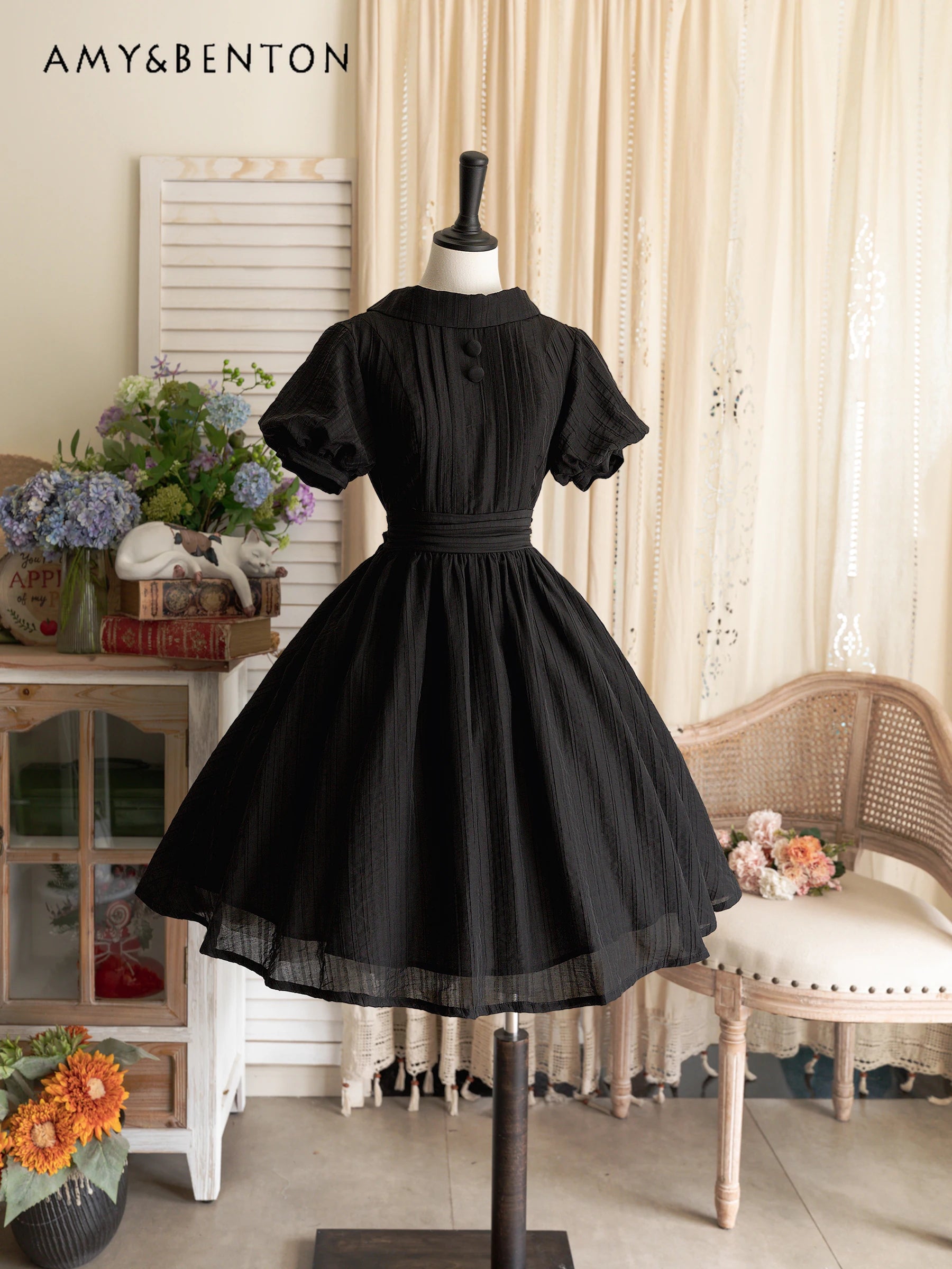 Retro Pastoral Style Elegant CLA Classical Tencel Dress for Women