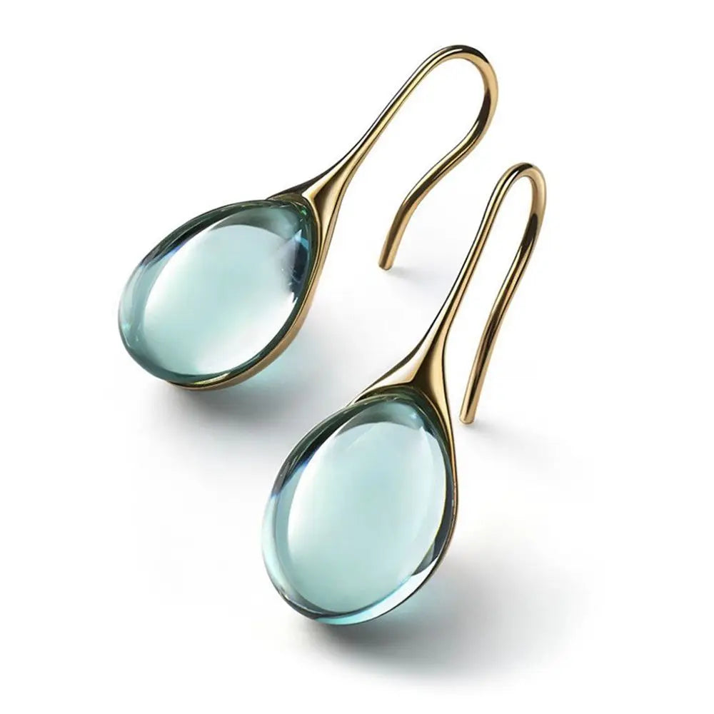 Trendy Geometric Green Stone Resin Dangle Earrings for Women