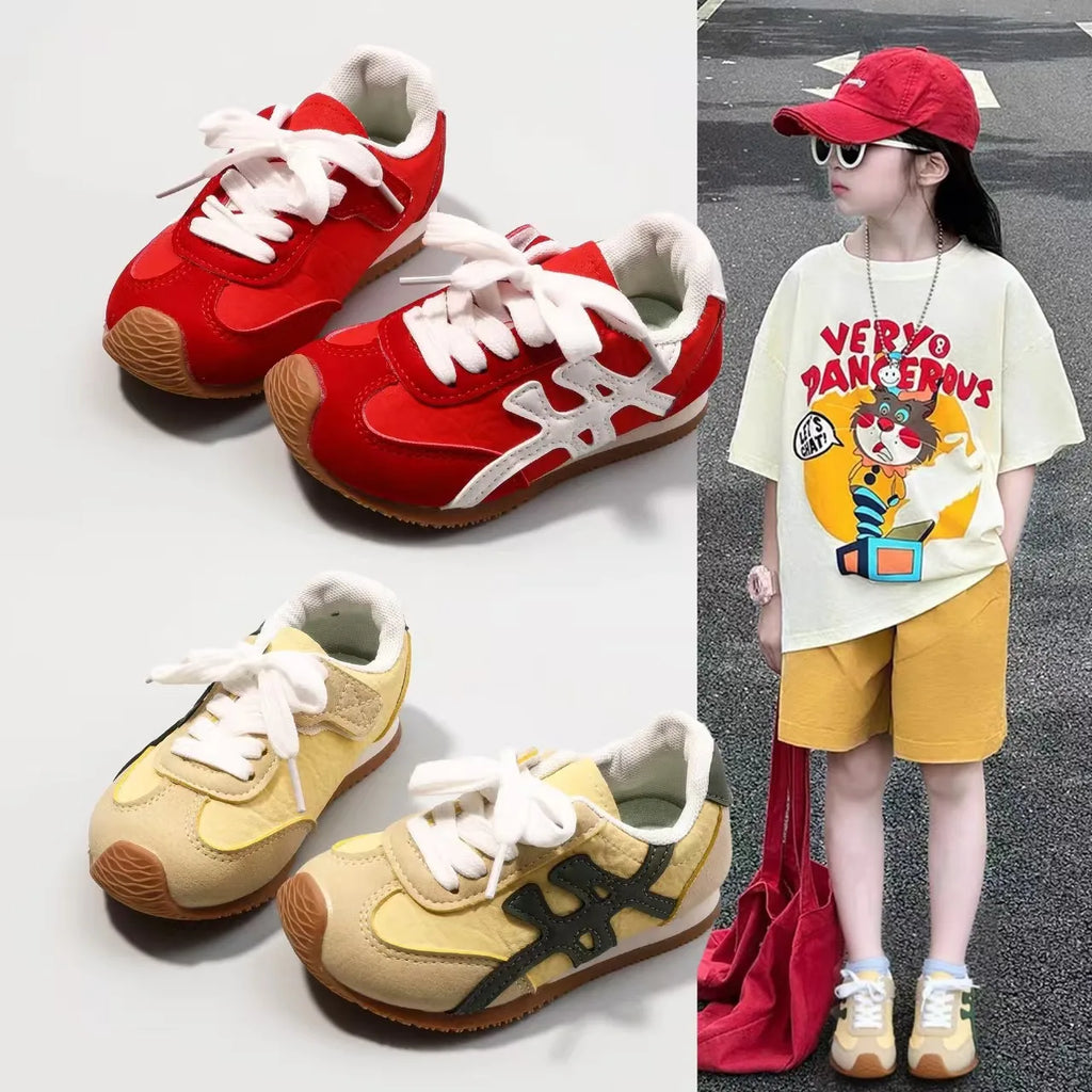 2025 Children Genuine Leather Sneakers Baby Quality Casual Shoes Boys Anti-slip Sport Shoes Girls Candy Color School Shoes