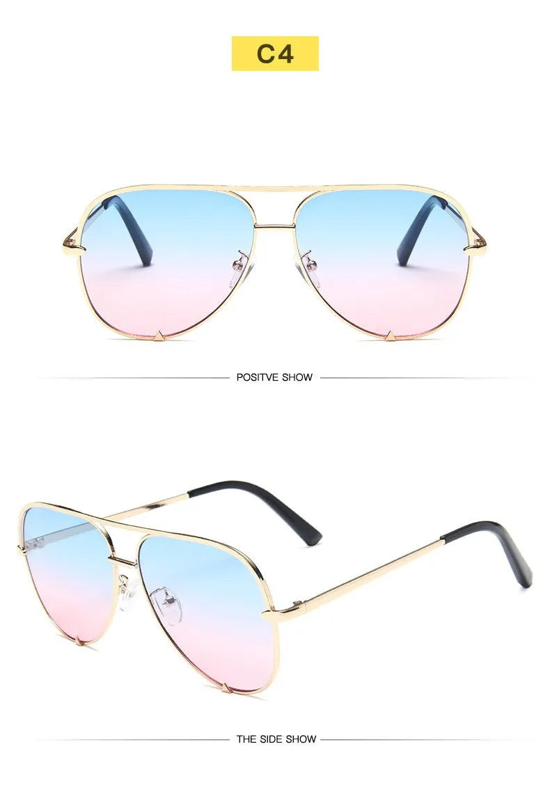 European And American Retro Style Double Beam Toad Mirror Men and Women Metal Sunglasses