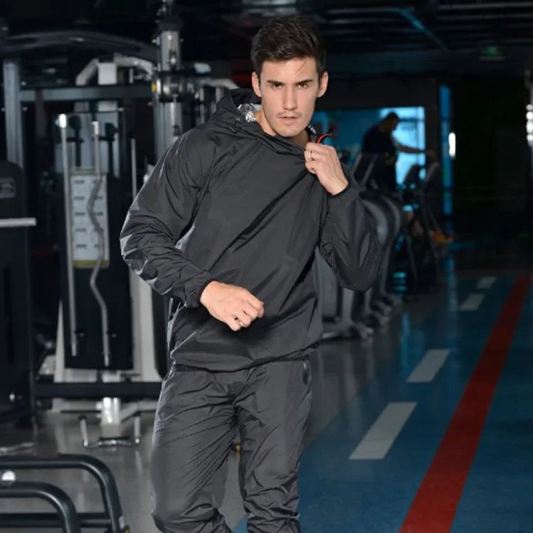 Sauna Suit Women Gym Clothing Set Men Pullover Hoodies Tops Running Fitness Exercise Sportswear Weight Loss Sweating Sports Suit