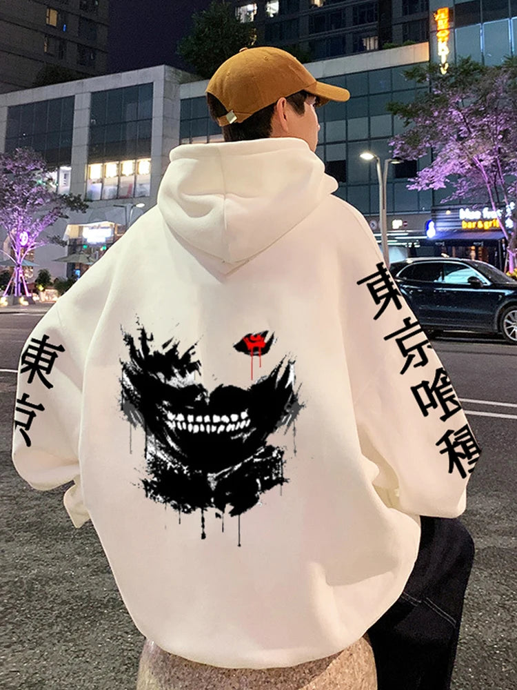 Anime Hoodie Mens Fashion Warm Sweatshirt Graphical Printed Hip Hop Hoodies