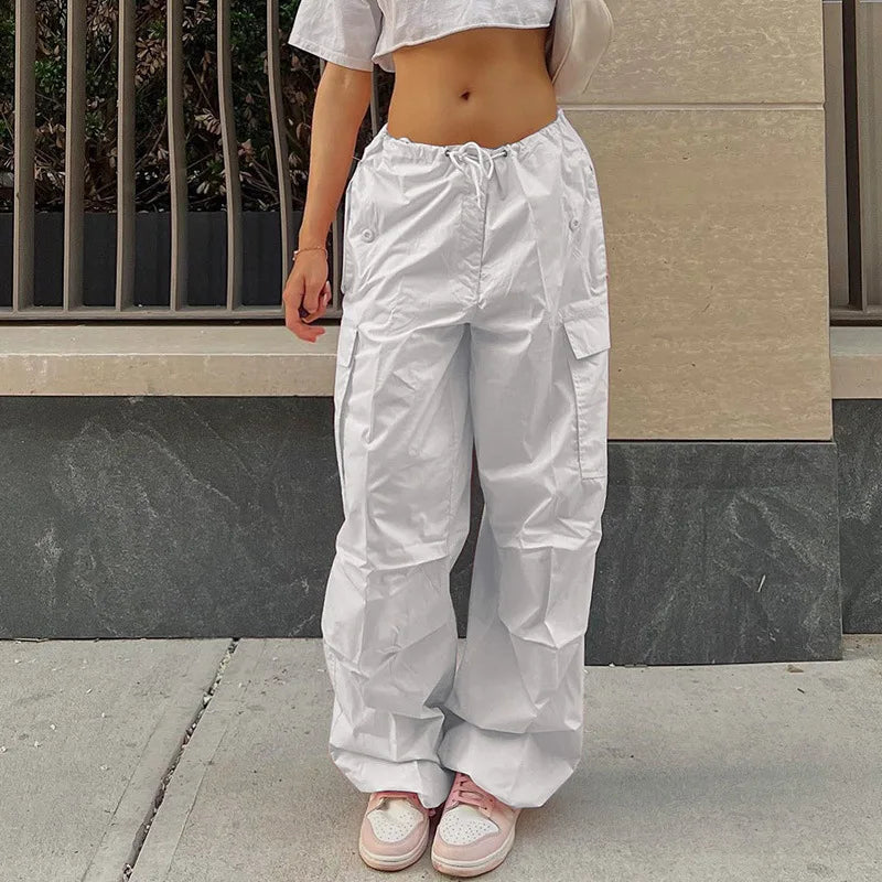 Women Cargo Pants Spring New Streetwear Solid Fashion Pockets