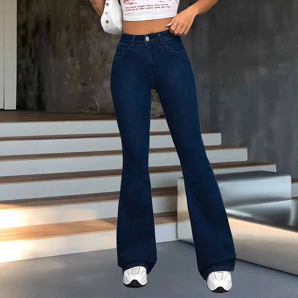 Lift & Shape Bootcut Jeans Women High Waist Stretch Dark Indigo Pants, Slim Fit Micro Flare Trousers for Petite To Plus Size XXL