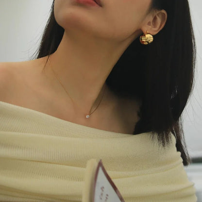 Stainless Steel Gold Plated Dainty Minimalist Zircon Necklace for Women