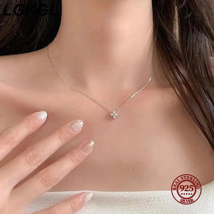 Sterling Silver Plated 18K Gold Set Zircon Necklace