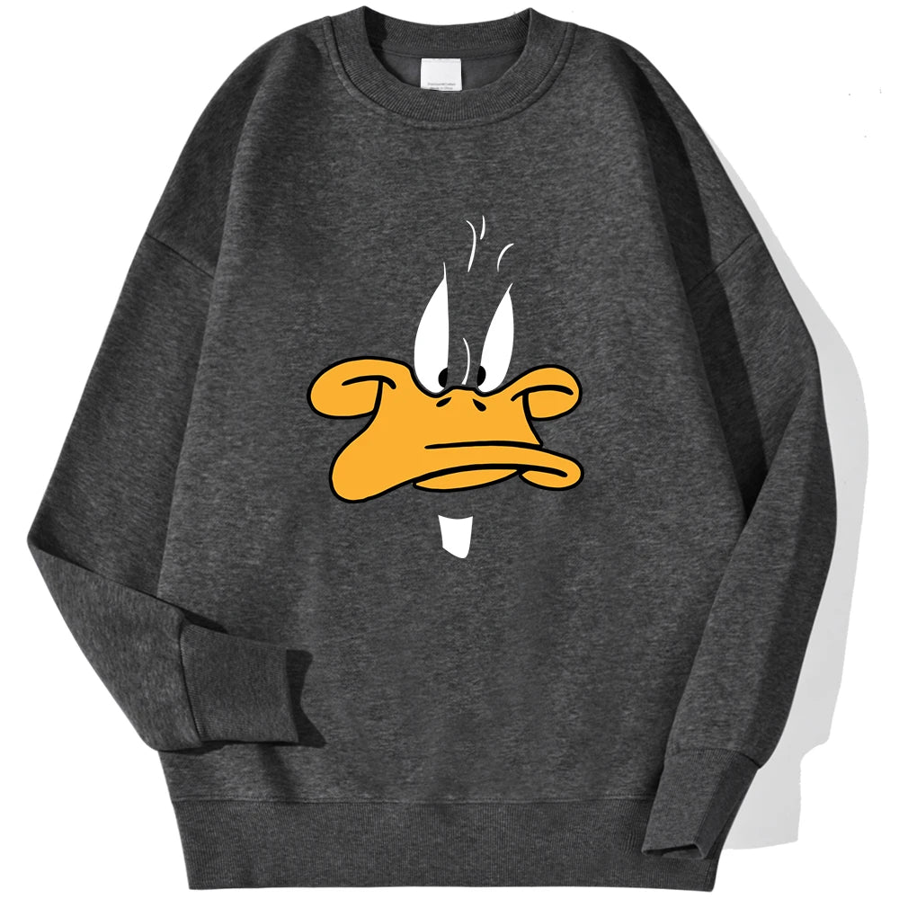 Cartoon Duck Personalized Print Man Hoodies Hip Hop Autumn Warm Hoodie Casual Fashion Hoody Harajuku Big Size Unisex Pullover