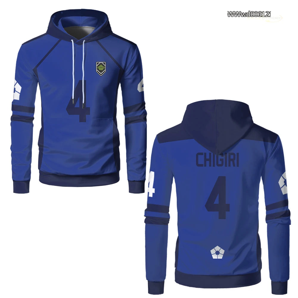 Blue Lock Anime Men's Hoodies Football Club Sports Casual Pullover Sweatshirt NAGI Street Fashion Long Sleeve Tops Kid's Clothes
