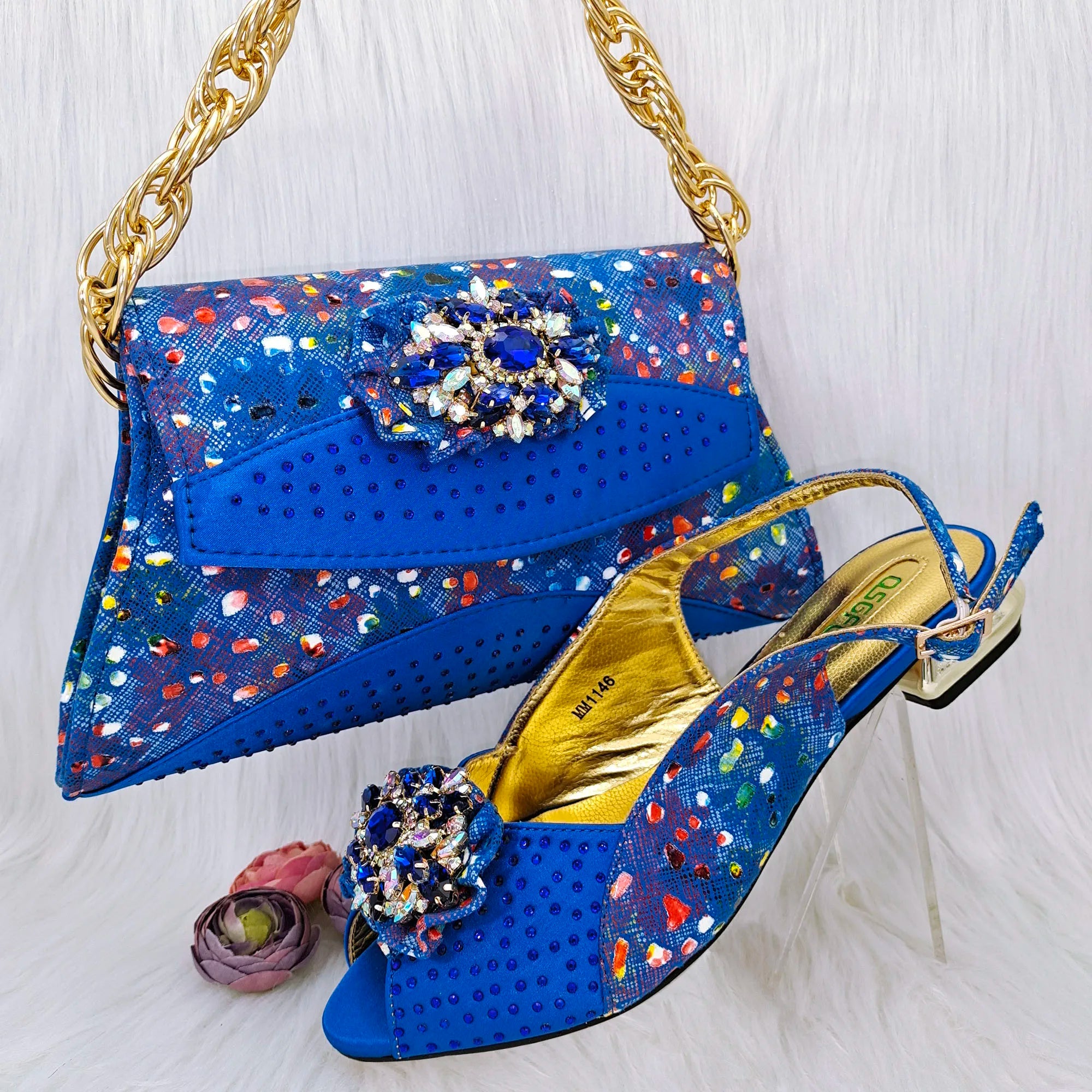 Flash Diamond Decoration Women's Bag With Comfortable Shoes